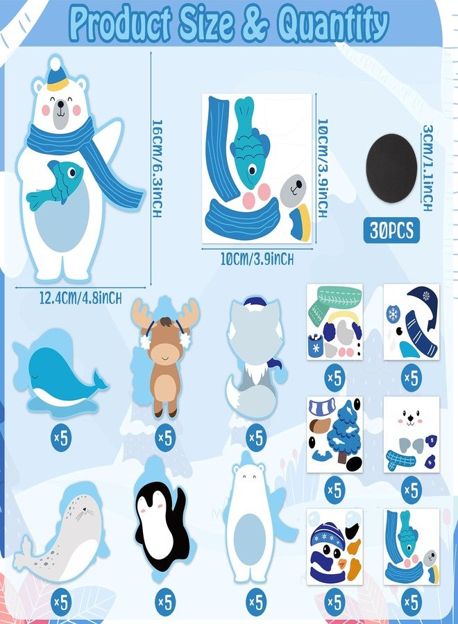 Haooryx DIY Polar Animal Magnet Craft Kit - 30 Set Make Your Own Winter Arctic Animal Sticker Decoration Christmas Paper Craft for Kid School Art Project Refrigerator Bulletin Board Xmas Holiday Decor - Image 2